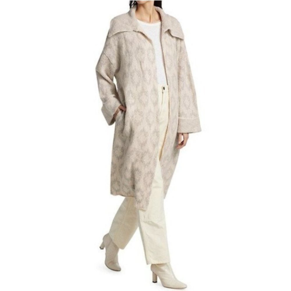 NWT Free People Gray Like a Diamond Knit Oversized Sweater Coat - Size Large